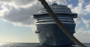 a cruise ship docked offshore during our family vacation in 2016